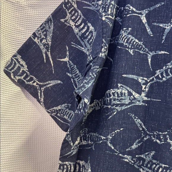 Reyn Spooner Hawaiian Aloha Shirt Blue Striped Marlin Cotton/Poly Sz XL - Picture 5 of 13